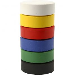 Aquarellfarben, H 19 mm, D 57 mm, Primärfarben, 6 Stk/ 1 Pck [HOB-34566]