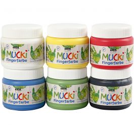 Mucki Fingerfarbe, Sortierte Farben, 6x150 ml/ 1 Pck [HOB-34766]