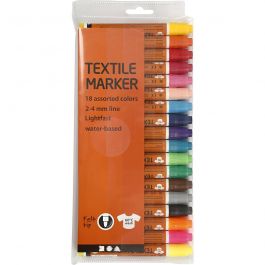 Stoffmalstifte, Strichstärke 2-4 mm, Sortierte Farben, 18 Stk/ 1 Pck [HOB-34837]