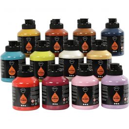 Acrylfarbe, Mattglänzend, Zusätzliche Farben, 12x500 ml/ 1 Pck [HOB-35479]