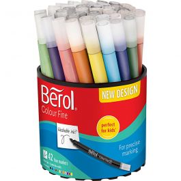 Berol Colourfine, D 10 mm, Strichstärke 0,3-0,7 mm, Sortierte Farben, 42 Stk/ 1 Dose [HOB-37230]
