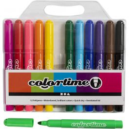 Colortime Marker, Strichstärke 5 mm, Standard-Farben, 12 Stk/ 1 Pck [HOB-37330]