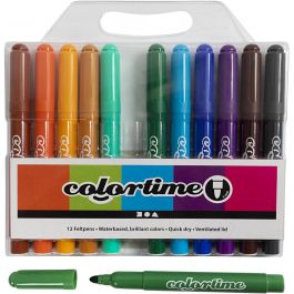 Colortime Marker, Strichstärke 5 mm, Zusätzliche Farben, 12 Stk/ 1 Pck [HOB-37348]