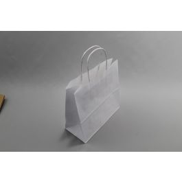 Papiertragetaschen Weiß 26x12x35cm (50 Stück) [PAMW2635]