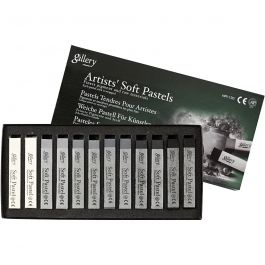 Gallery Weiche Pastellfarbkreide Im Set, L 6,5 cm, Dicke 10 mm, Harmonie in Schwarz-Weiß, 12 Stk/ 1 Pck [HOB-38160]