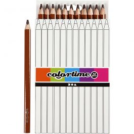 Colortime Buntstifte, L 17,45 cm, Mine 5 mm, JUMBO, Braun, 12 Stk/ 1 Pck [HOB-38180]