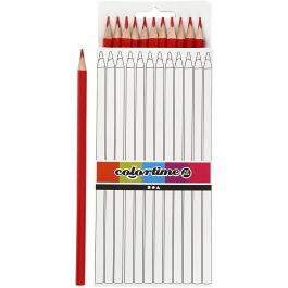 Colortime Buntstifte, L 17 cm, Mine 3 mm, Rot, 12 Stk/ 1 Pck [HOB-38572]