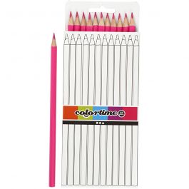 Colortime Buntstifte, L 17 cm, Mine 3 mm, Pink, 12 Stk/ 1 Pck [HOB-38573]