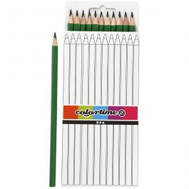 Colortime Buntstifte, L 17 cm, Mine 3 mm, Grün, 12 Stk/ 1 Pck [HOB-38579]
