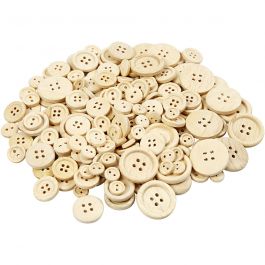 Holzknöpfe, D 8+11+15+18+23 mm, 440 Stk/ 1 Pck [HOB-40309]