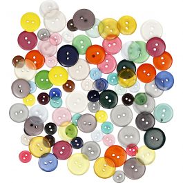 Knöpfe, D 12+18+20 mm, Sortierte Farben, 50 g, 100 Stk/ 1 Pck [HOB-403810]
