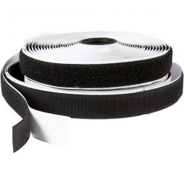 Klettband Haken & Ösen, selbstklebend, B 20 mm, Schwarz, 5 m/ 1 Rolle [HOB-41021]