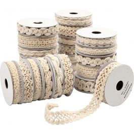 Spitzenborte, B 6-18 mm, Creme, 56x0.90 m/ 1 Pck [HOB-41053]