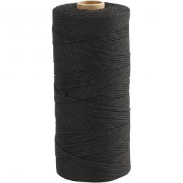 Macramé-Kordel, L 315 M, Dicke 1 mm, Dünne Qualität 12/12, Schwarz, 220 g/ 1 Knäuel [HOB-41520]