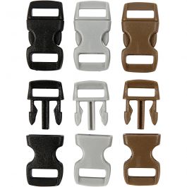 Klickverschluss, L 29 mm, B 15 mm, Lochgröße 3x11 mm, Schwarz, Braun, Grau, 100 Stk/ 1 Pck [HOB-41619]