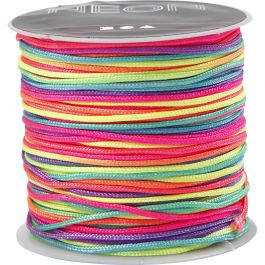 Macramé-Kordel, Multicolor, Dicke 1 mm, Neonfarben, 28 m/ 1 Rolle [HOB-41723]