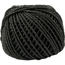 Papiergarn, Dicke 2,5-3 mm, Schwarz, 150 g, 40 m/ 1 Knäuel [HOB-41725]