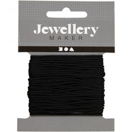 Macramé-Kordel, Dicke 1 mm, Schwarz, 10 m/ 1 Rolle [HOB-41745]