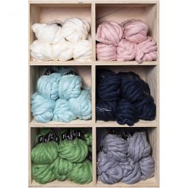 XL-Chunky-Garn aus Polyacryl/Wolle, L 15 M, Größe mega, Sortierte Farben, 6x5 Knäuel/ 1 Pck [HOB-42149]