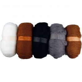 Wolle Kardiert, Natur, 5x100 g/ 1 Pck [HOB-45120]