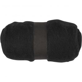 Wolle Kardiert, Schwarz, 100 g/ 1 Bündl. [HOB-451840]
