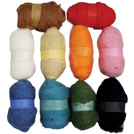 Wolle Kardiert, Sortierte Farben, 10x25 g/ 1 Pck [HOB-45196]