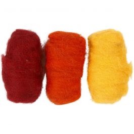 Wolle Kardiert, Harmonie in Gelb-Terrakotta, 3x10 g/ 1 Pck [HOB-45333]