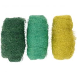 Wolle Kardiert, Harmonie in Grün-Türkis, 3x10 g/ 1 Pck [HOB-45336]