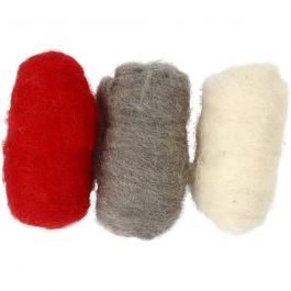 Wolle Kardiert, Harmonie in Rot-Weiß, 3x10 g/ 1 Pck [HOB-45337]