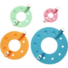 Pompon-Schablonen im Set, D 3,5+5,5+7+9 cm, 4 Stk/ 1 Set [HOB-46135]