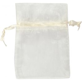 Organza-Beutel, Größe 7x10 cm, Naturweiß, 10 Stk/ 1 Pck [HOB-47429]