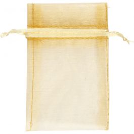 Organza-Beutel, Größe 7x10 cm, Gold, 10 Stk/ 1 Pck [HOB-4743919]