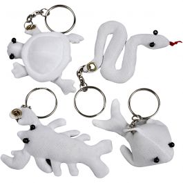 Schlüsselanhänger aus Stoff, Größe 4-8 cm, Weiß, 4 Stk/ 1 Pck [HOB-495023]