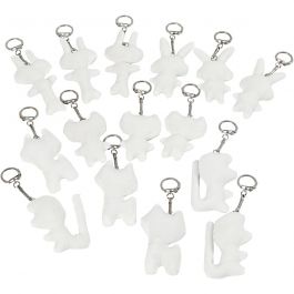 Schlüsselanhänger aus Stoff, Größe 6-10 cm, Weiß, 15 Stk/ 1 Pck [HOB-49514]