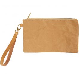 Beutel aus Lederimitat-Papier, H 18 cm, L 21 cm, 350 g, Hellbraun, 1 Stk [HOB-49893]