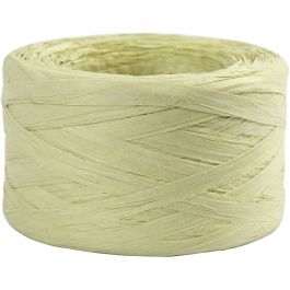 Papierbast (Raffia), B 7-8 mm, Hellgrün, 100 m/ 1 Rolle [HOB-503295]
