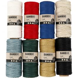 Bambuskordel, Dicke 1 mm, Sortierte Farben, 8x65 m/ 1 Set [HOB-503480]