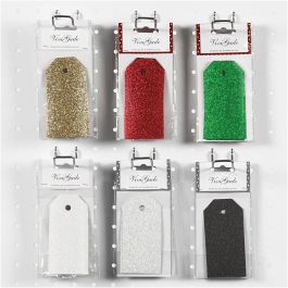 Geschenkanhänger, Größe 5x10 cm, Glitter, 300 g, 6x10 Pck/ 1 Pck [HOB-50981]