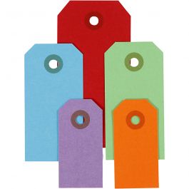 Manila-Anhänger, Größe 3x6+4x8+5x10 cm, 220 g, Sortierte Farben, 500 Stk/ 1 Pck [HOB-51009]