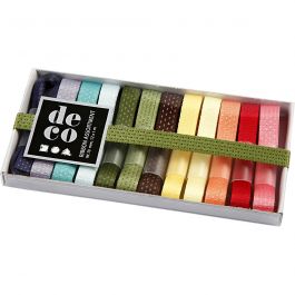 Dekoband-Sortiment, B 10 mm, Sortierte Farben, 12x1 m/ 1 Pck [HOB-51410]