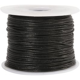 Lederband, Dicke 1 mm, Schwarz, 50 m/ 1 Rolle [HOB-51526]