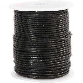 Lederband, Dicke 2 mm, Schwarz, 50 m/ 1 Rolle [HOB-51541]
