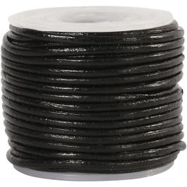 Lederband, Dicke 1 mm, Schwarz, 10 m/ 1 Rolle [HOB-51548]