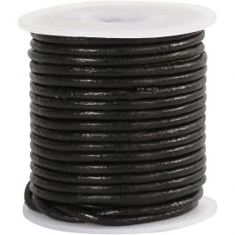 Lederband, Dicke 2 mm, Schwarz, 10 m/ 1 Rolle [HOB-51549]