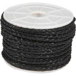 Geflochtenes Band, Dicke 2,5 mm, Schwarz, 25 m/ 1 Rolle [HOB-51556]