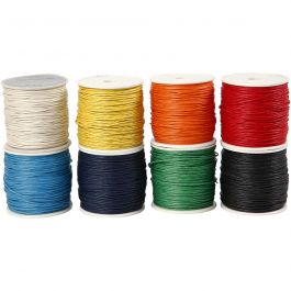 Baumwollband, Dicke 1 mm, Sortierte Farben, 8x40 m/ 1 Pck [HOB-51567]