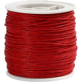 Baumwollband, Dicke 1 mm, Rot, 40 m/ 1 Rolle [HOB-51571]