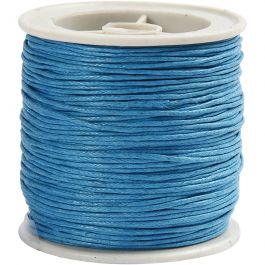 Baumwollband, Dicke 1 mm, Türkis, 40 m/ 1 Rolle [HOB-51572]