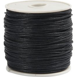 Baumwollband, Dicke 1 mm, Schwarz, 40 m/ 1 Rolle [HOB-51580]