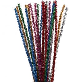 Chenilledraht, L 30 cm, Dicke 6 mm, Glitter, Kräftige Farben, 24 sort./ 1 Pck [HOB-51648]